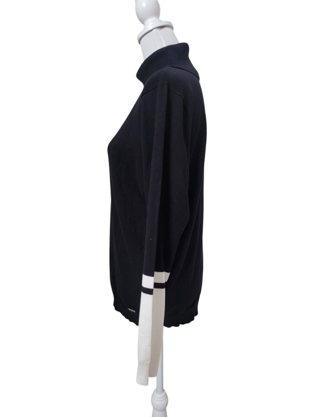 Calvin Klein Size XL Black White Colorblock Turtleneck Sweater, Lightweight, NEW - Picture 3 of 14